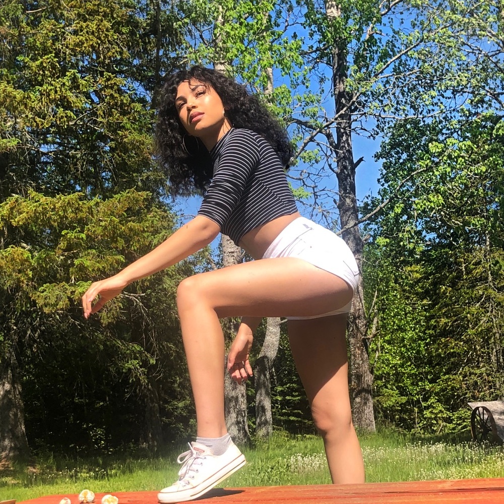 Black and white striped bodysuit